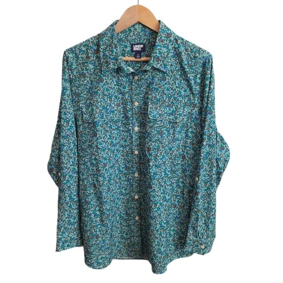 Lands End 365 Long Sleeve Tunic Top Roll Tab Sleeves Moisture Wicking - Picture 1 of 13